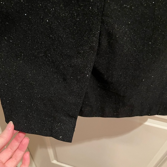 Hell Bunny Black Silver Sparkle Glitter Stretch Pencil Skirt Rockabilly Pin Up - Picture 4 of 6